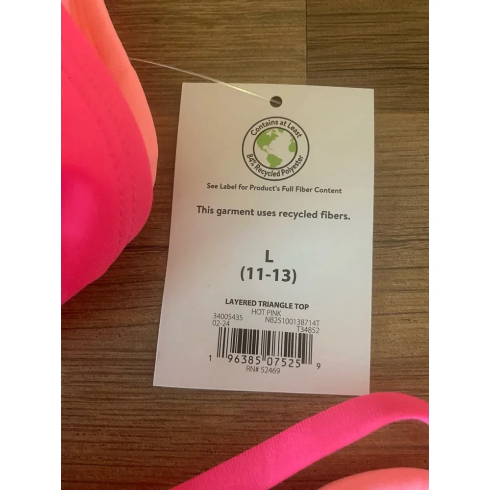 No Boundaries NOBO Juniors Swimsuit Bikini Color Hot Pink. L‎ (11-13) NWT